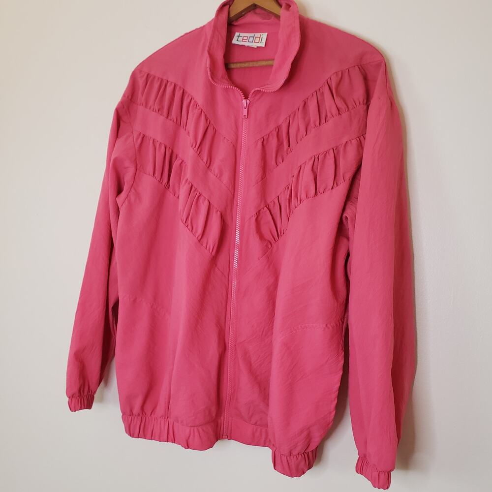 Vintage 80s Teddi Windbreaker Jacket Pink Size Medium
